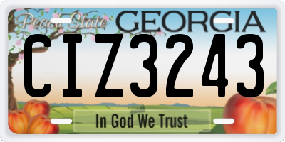 GA license plate CIZ3243