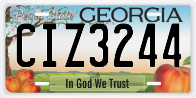 GA license plate CIZ3244
