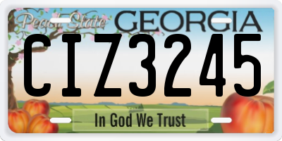 GA license plate CIZ3245