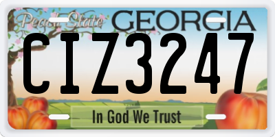 GA license plate CIZ3247