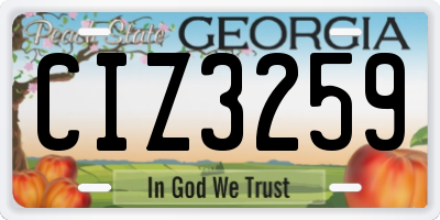 GA license plate CIZ3259