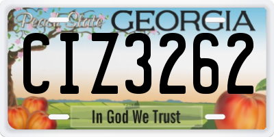 GA license plate CIZ3262