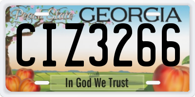 GA license plate CIZ3266