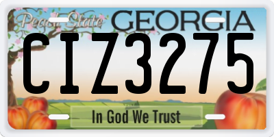 GA license plate CIZ3275