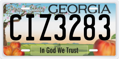 GA license plate CIZ3283