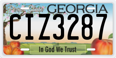 GA license plate CIZ3287