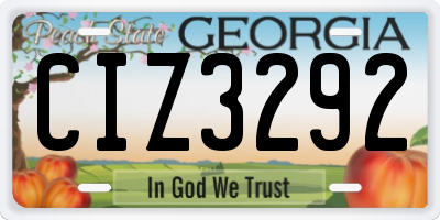 GA license plate CIZ3292