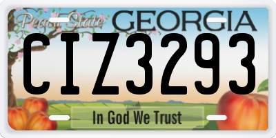 GA license plate CIZ3293