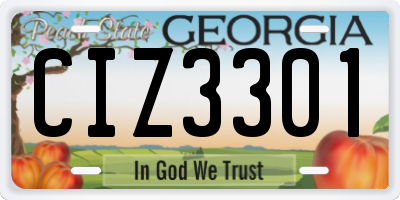 GA license plate CIZ3301
