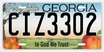 GA license plate CIZ3302