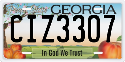 GA license plate CIZ3307