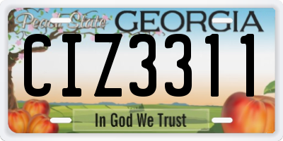 GA license plate CIZ3311