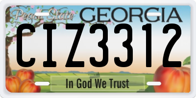 GA license plate CIZ3312