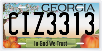 GA license plate CIZ3313