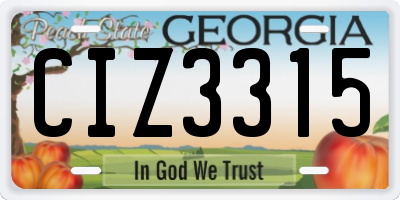 GA license plate CIZ3315