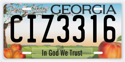 GA license plate CIZ3316