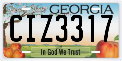 GA license plate CIZ3317