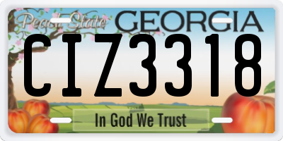 GA license plate CIZ3318