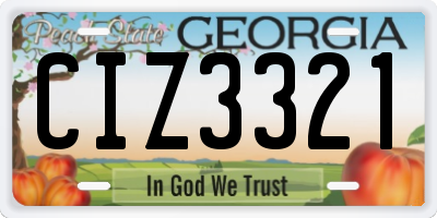 GA license plate CIZ3321