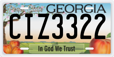 GA license plate CIZ3322
