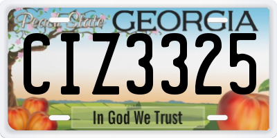 GA license plate CIZ3325
