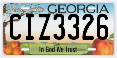 GA license plate CIZ3326