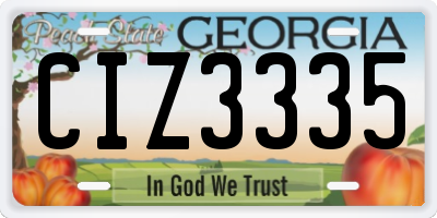 GA license plate CIZ3335