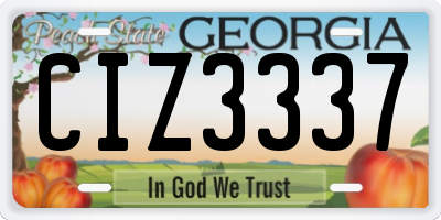 GA license plate CIZ3337