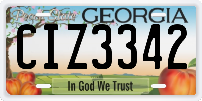 GA license plate CIZ3342