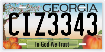 GA license plate CIZ3343