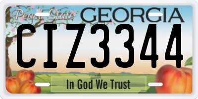 GA license plate CIZ3344