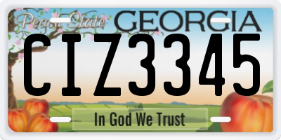 GA license plate CIZ3345