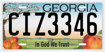 GA license plate CIZ3346