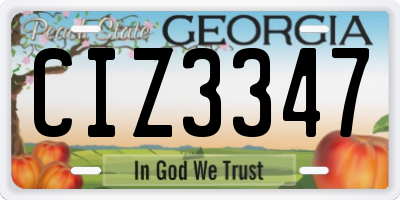 GA license plate CIZ3347