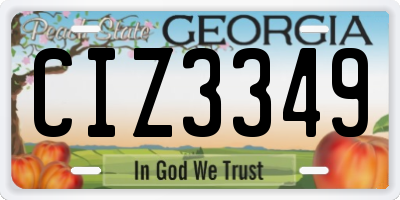 GA license plate CIZ3349