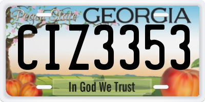 GA license plate CIZ3353