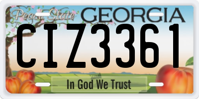 GA license plate CIZ3361