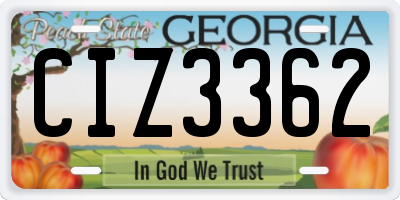 GA license plate CIZ3362