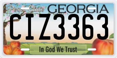 GA license plate CIZ3363