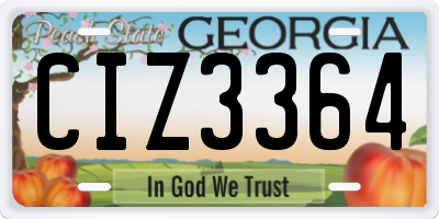GA license plate CIZ3364