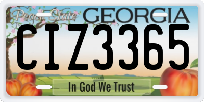 GA license plate CIZ3365
