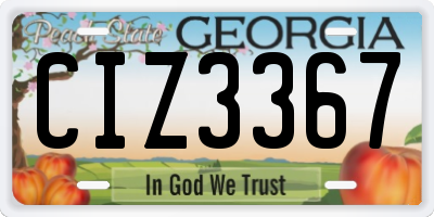 GA license plate CIZ3367