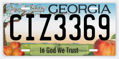 GA license plate CIZ3369