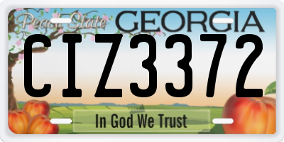 GA license plate CIZ3372
