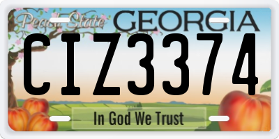 GA license plate CIZ3374