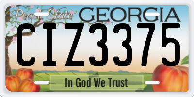 GA license plate CIZ3375