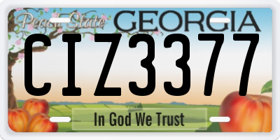 GA license plate CIZ3377