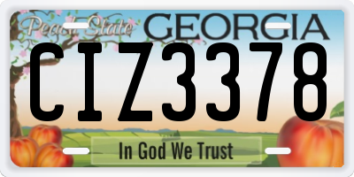 GA license plate CIZ3378