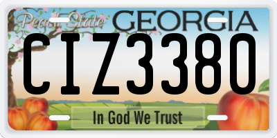 GA license plate CIZ3380