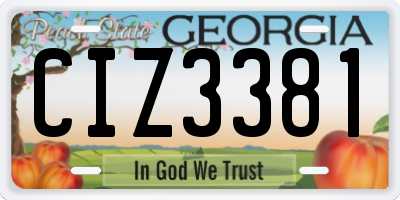 GA license plate CIZ3381